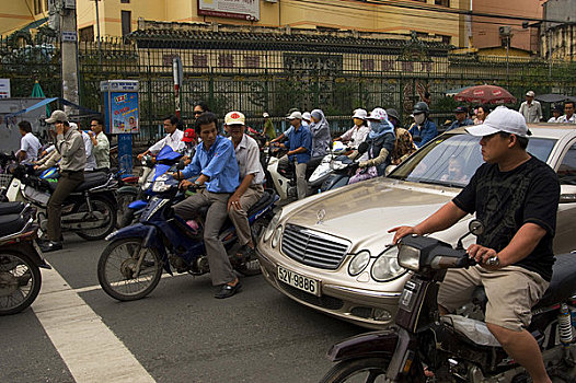 越南,西贡,胡志明市,街景,小轮摩托车
