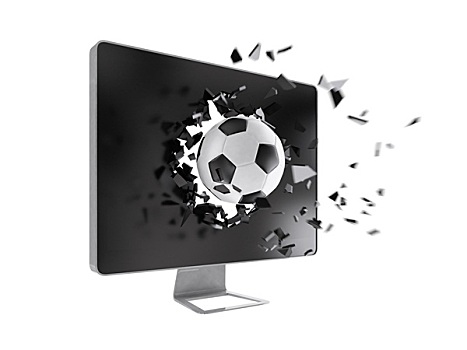足球,毁坏,电脑屏幕