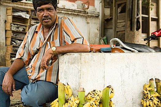 男人,销售,香蕉,迈索尔,印度