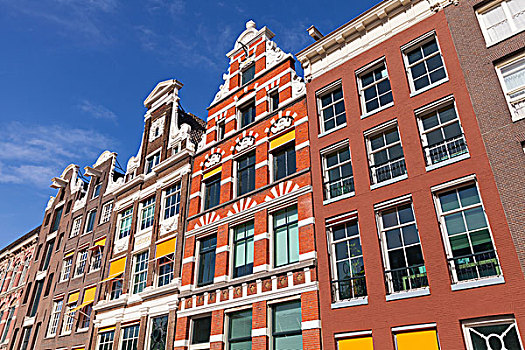 彩色,生活方式,房子,建筑,晴天,高处,蓝天,阿姆斯特丹,荷兰