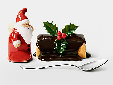 圣诞节,巧克力,独特,原木,蛋糕,圣诞老人玩偶