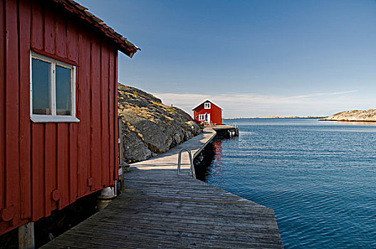 红色,木料,房子,西部,海岸,瑞典,斯堪的纳维亚,欧洲