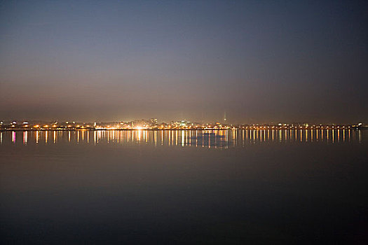 反射,光亮,湖,海得拉巴,安得拉邦,印度