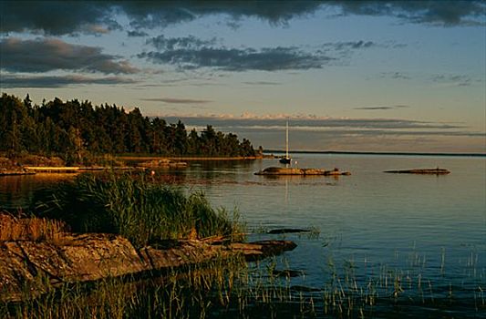 悬崖,湖,瑞典