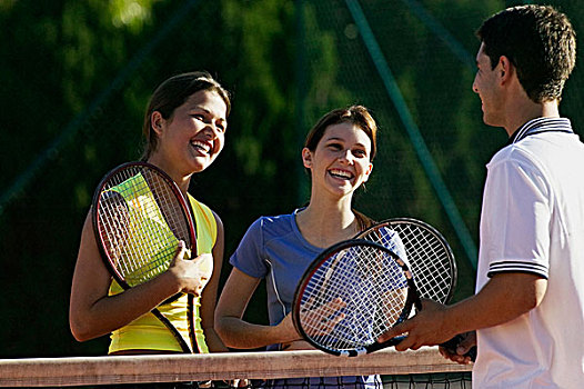 群体,青少年,玩,网球
