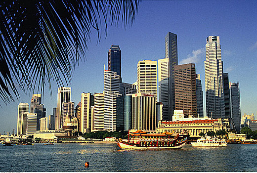 城市天际线,港口,码头,湾,新加坡