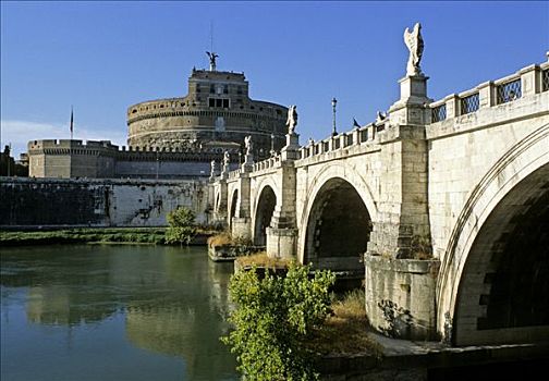 桥,天使,台伯河,罗马,意大利,欧洲