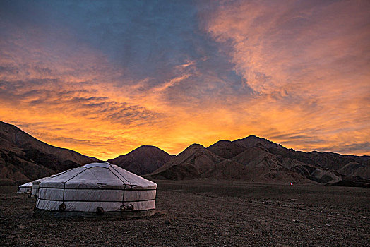 风景,蒙古包,阿尔泰,山,日出,蒙古
