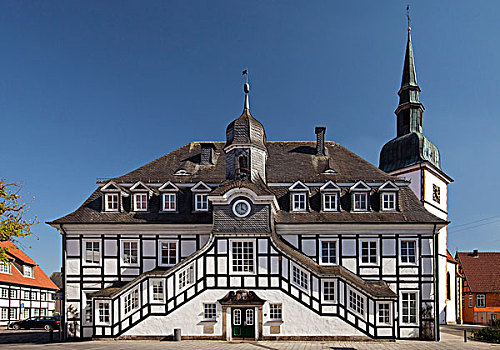 历史,市政厅,教区教堂,北莱茵威斯特伐利亚,德国,欧洲