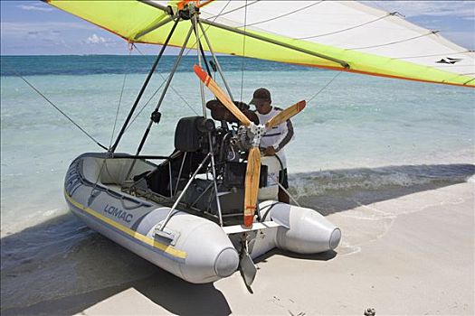 悬挂式滑翔机,亮光,飞机,生活,船,瓦拉德罗,古巴,加勒比海,中美洲,北美