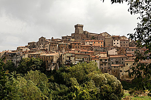 景色,中世纪,城镇,省,格罗塞托,托斯卡纳,意大利,欧洲