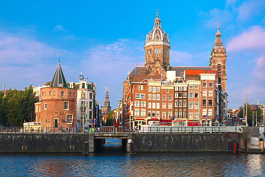 阿姆斯特丹,运河,大教堂,圣诞老人