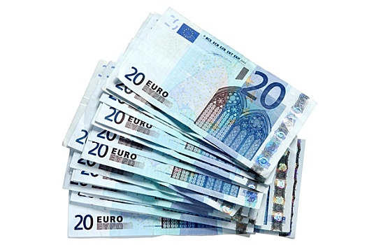 一堆,20欧元,货币,钞票