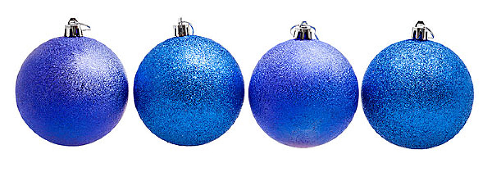 四个,蓝色,圣诞节,球,隔绝,白色背景,背景