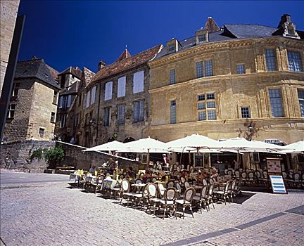 人群,坐,街边咖啡厅,法国