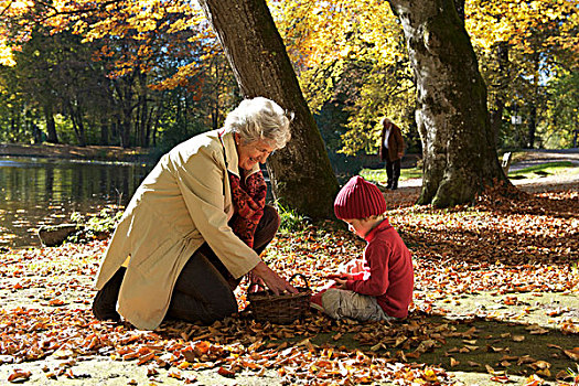 祖母,孙子,公园