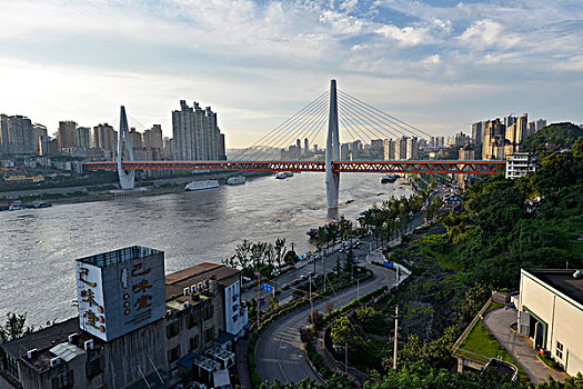 桥,新桥,公用,四月,上方,长江,重庆,中国,亚洲