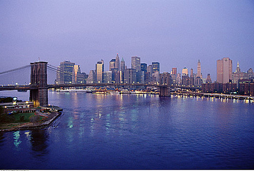 布鲁克林大桥,城市,曼哈顿,纽约