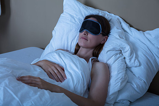 女人,睡觉,床,眼罩