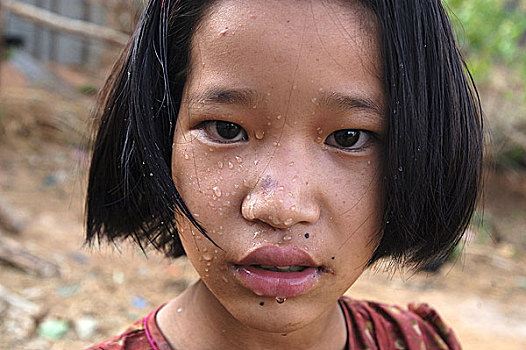 12岁,女孩,乡村,钟点,走,城镇,卡劳,南方,掸邦,缅甸