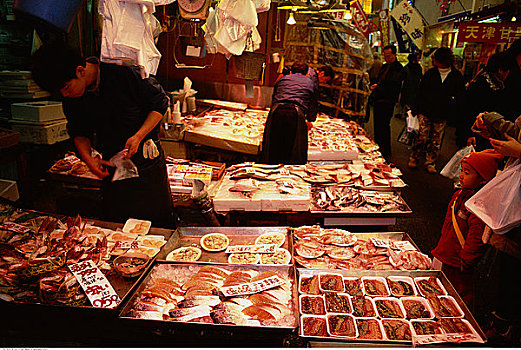 鱼肉,市场,神户,西部,本州,日本