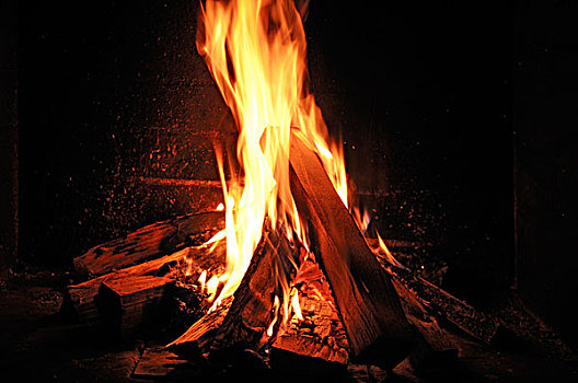 木头,燃烧,壁炉