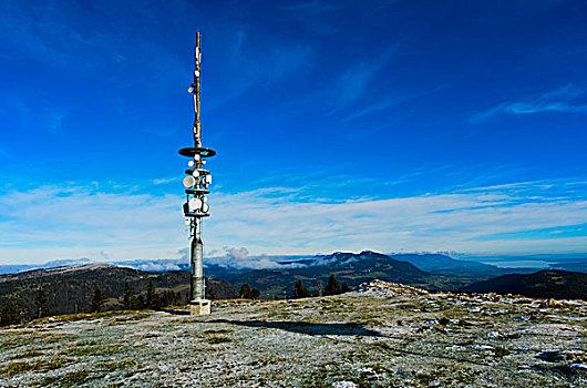 顶峰,高原,山,凹,信号发射塔,朱拉,沃州,瑞士,欧洲