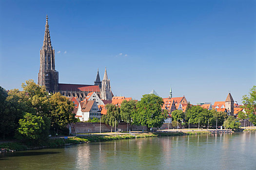 风景,上方,多瑙河,大教堂,乌尔姆,巴登符腾堡,德国