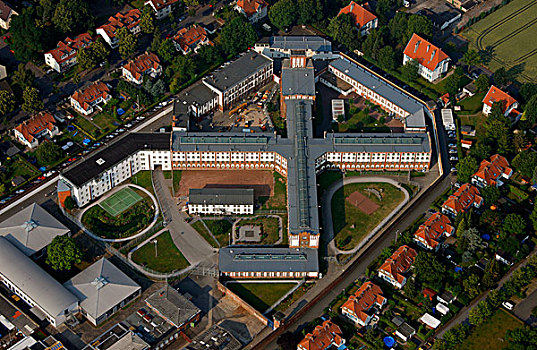 航拍,监狱,新,屋顶,北莱茵威斯特伐利亚,德国,欧洲