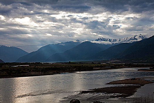 尼洋河与雅鲁藏布江,交汇处,西藏