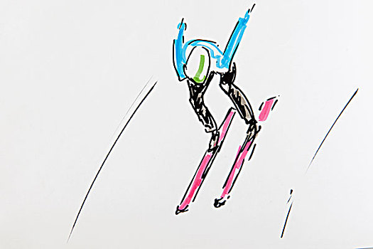 绘画,滑雪,跳跃,艺术家