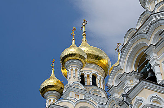 乌克兰,户外,圣徒,亚历山大涅夫斯基大教,特色,俄罗斯,建筑,特写,金色,屋顶,圆顶