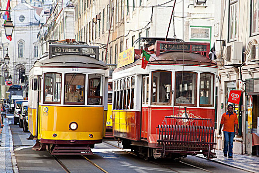 历史,有轨电车,路线,区域,阿尔法马区,里斯本,葡萄牙,欧洲
