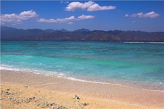 漂亮,风景,吉利群岛,上方,青绿色,海洋,龙目岛