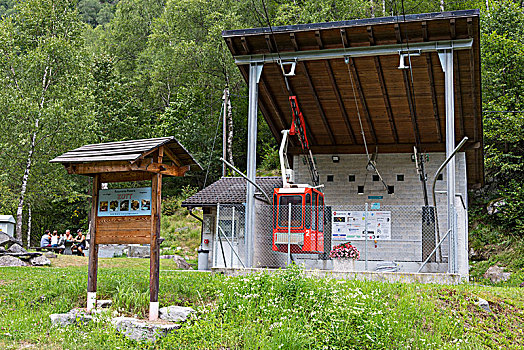 山谷,车站,缆车,靠近,马焦雷湖,提契诺河,瑞士