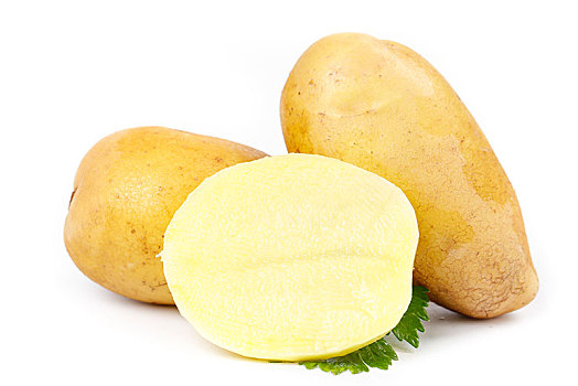 白底上的黄心土豆