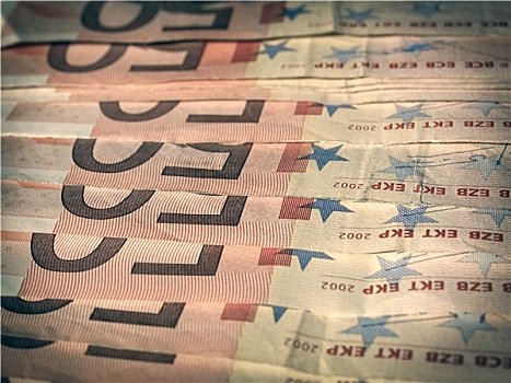 复古,看,欧元钞票