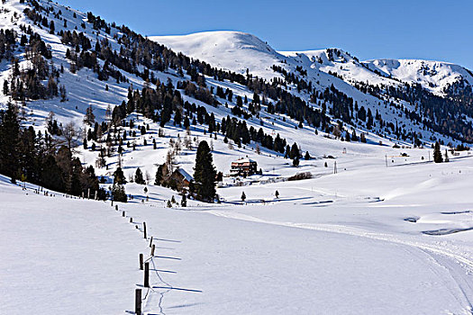 冬季风景,小屋,伦高,奥地利,欧洲