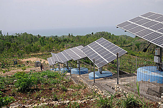 太阳能电池板,供水,靠近,中爪哇,印度尼西亚,东南亚