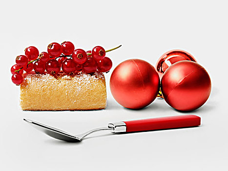 圣诞节,红浆果,独特,原木,蛋糕,红色,圣诞树球