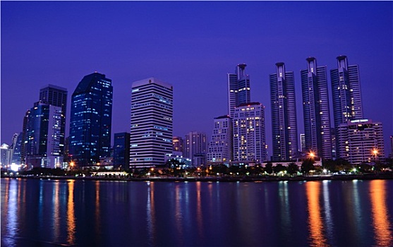 曼谷,城市,光亮,夜晚