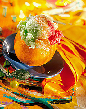 彩虹,果汁冰糕,橙子,壳
