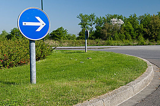 交通标志,环岛,指示,方向,旅行,标识,指向,右边,莱茵兰,北莱茵-威斯特伐利亚,德国,欧洲