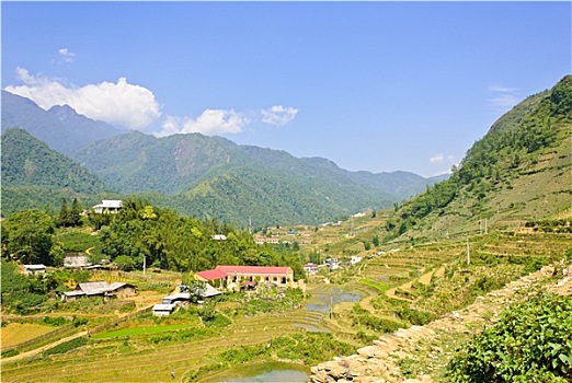 山,风景,乡村,越南