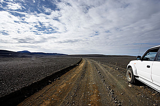 吉普车,碎石路,冰岛,高地