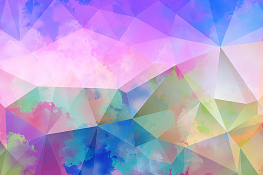 梦幻水彩晶格,几何背景与梯度折纸风格抽象背景