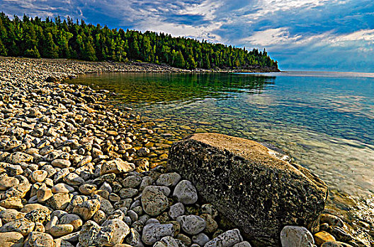 岩石,海岸线,乔治亚湾,小,小湾,布鲁斯半岛国家公园,安大略省,加拿大