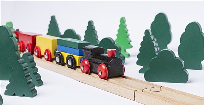 木制玩具,列车,乡村风光