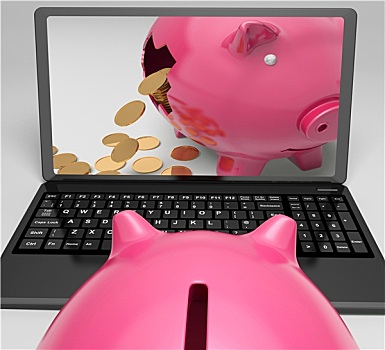 硬币,小猪,笔记本电脑,银行,金融,成功