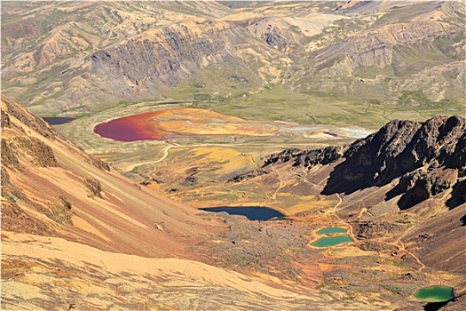 彩色,湖,玻利维亚,安迪斯山脉